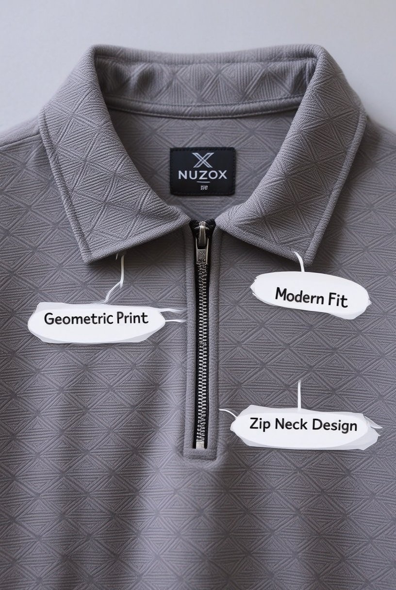 Zipper Polo T-Shirt  Designer Fabric Polycotton